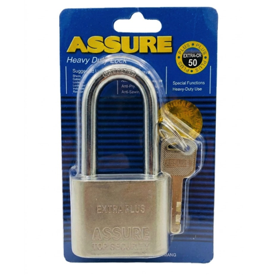 ASSURE 50MM Heavy Duty Padlock LONG SHACKLE